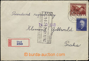 50330 - 1949 registered letter adressed to the president Gottwald, p