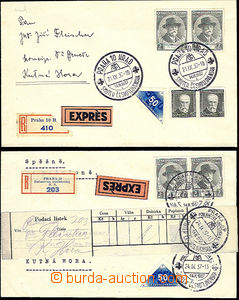 50337 - 1937 comp. 2 pcs of Reg and Express letters with  Masaryk an