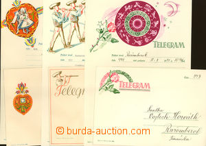 50356 - 1940 assembly of 3 pieces of decorative telegrams with envel