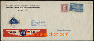 50359 - 1938 air letter sent to Czechoslovakia by Czechoslovak consu