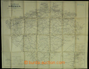 50443 - 1909 mapa Čech s rozmístěním všech pošt, poštoven, te