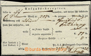 50559 - 1820 recepis tištěný, s názvem pošty Pressburg, lehký 