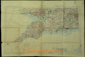50593 - 1944? letecká mapa RAF z 2.sv. války, jihozápad Anglie, v