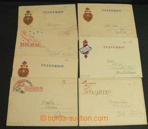 50669 - 1942 assembly of 7 pieces of decorative telegrams in origina