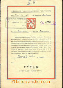 50679 - 1952 osídlovací úřad pro Slovensko v Bratislavě, výmě
