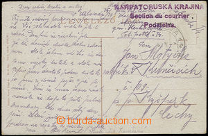 50749 - 1919 postcard, straight line postmark KARPATORUSKÁ KRAJINA/