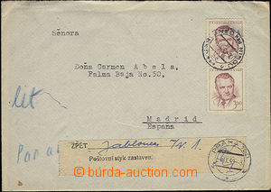 50802 - 1949 PŘERUŠENÁ DOPRAVA  dopis s obsahem zaslaný letecky 