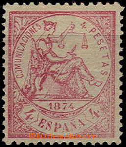 51086 - 1874 Mi.143, Alegory, 10E value, red, light label, nice piec