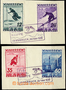 51142 - 1936 Mi.623-6 FIS 1936, 2 cuttings by 2 stamps with special 