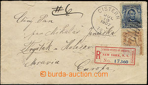 51316 - 1907 USA registered letter adressed to Moravia, franked by M