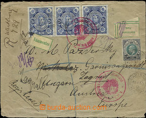51469 - 1913 SOUTH AFRICA R registered letter to Zagreb paid by 3 pi