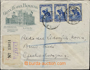 51470 - 1936 Reg letter addressed to to Czechoslovakia, decorative e