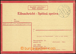 51669 - 1944 CSZ1, VII. typ, čistá dopisnice s potvrzovacím DR Br