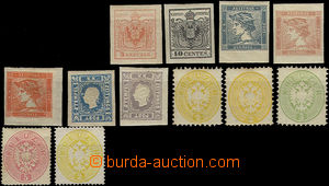 51791 - 1850-64 assembly lf 12 pieces of reprints of stamps of vario