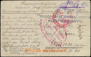51856 - 1917 pohlednice zaslaná z italského Janova do Brna vojensk