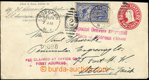 51953 - 1908 USA stationery envelope 2c with delivery 10c stamp Mi.1