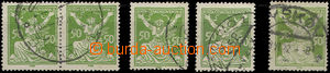 52085 - 1920 Pof.156A 50h green, comp. of 4 retouch of plate flaw li