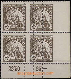 52191 -  Pof.28B, the bottom R corner blk-of-4 with triple vertical 