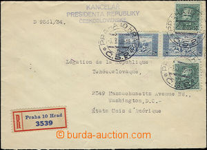 52215 - 1935 Reg letter on/for Vyslanectví in USA with Pof.2x280, 2
