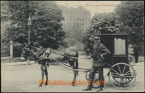 52270 - 1912 Karlovy Vary,  kočí s oslí drožkou, čb., prošlé,