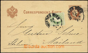 52419 - 1883 dopisnice 2Kr adresovaná do Itálie, dofr. zn. Mi.36, 