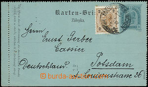 52422 - 1899 zálepka 3Kr adresovaná do Německa, dofr. zn. Mi.51, 