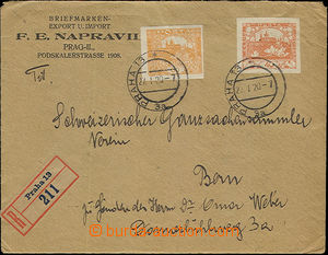 52443 - 1920 firemní R dopis zaslaný do Švýcarska ve II.TO, vyfr