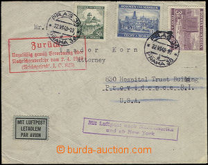 52467 - 1940 returned air-mail letter to USA, i.a. franked by stmp 1