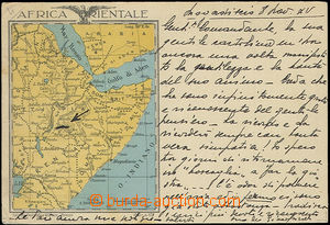 52488 - 1935 pohlednicový lístek s přítiskem mapy Somálska ital