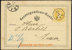 53522 - 1873 PC 2 Kreuzer yellow Mi.P14, thimple postmark Laa 19.9.7