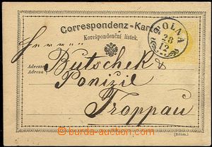 53523 - 1873 PC 2 Kreuzer yellow Mi.P18a, decorative postmaster canc