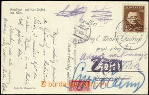 54085 - 1944 postcard with Alb.44 (Tiso 70h) + kontr. stmp Slovakoto