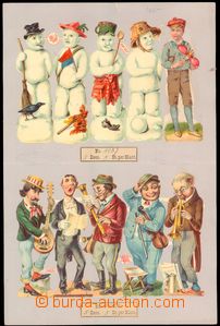 54216 - 1910? carton sheet with mounted figures from sheets 5137 and