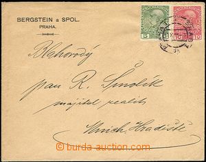 54309 - 1916 identification letter with 5+10H with perfins B&Co, Ber