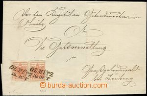 54413 - 1855 folded cover of letter with 2x 3 Kreuzer issue I, Mi.3,