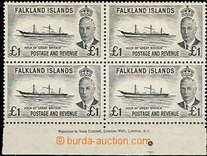 54529 - 1952 Mi.115 postage stmp, value 1Lb, block of four with lowe