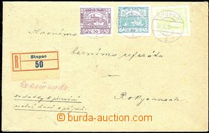 54582 - 1919 Reg letter with Pof.3+8+15, postal rate II, CDS Stupno/