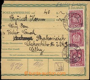 54838 - 1918 larger part credit notes franked with. Austrian. stamps