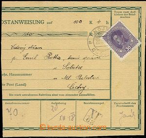 54841 - 1918 larger part post. order franked with. Austrian. stmp Mi