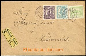 54897 - 1919 Reg letter with Pof.3+8A+15, postal rate II, broken out