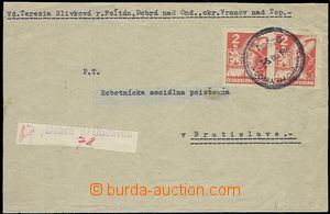54967 - 1945 R-dopis vyfr. zn. Pof.354 2x (2-páska), VIIb. TO, prov