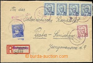 55326 - 1946 R-dopis vyfr. zn. Pof.397, 4x 415, 422, vylomené něme