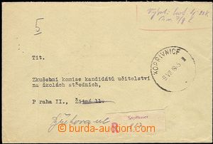 55330 - 1945 Reg letter franked 4,20CZK cash, provisional pmk Kopři
