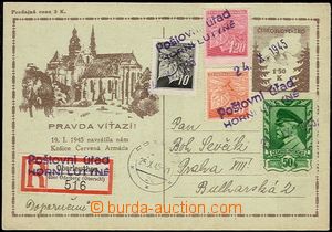 55505 - 1945 CDV73 sent as Reg, uprated. stamp. Pof.372, 377, 378 an
