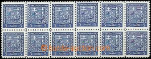 55539 - 1929 Pof.248 Coat of arms, blk-of-12 with plate variety shif