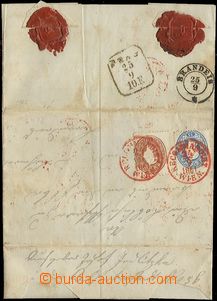 56380 - 1861 folded Reg letter, with Mi.21+22, red CDS Recomandirt/ 