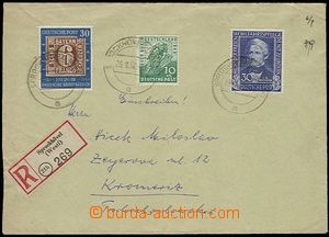 56676 - 1950 R dopis do ČSR, vyfr. smíšenou frankaturou zn. Bizon