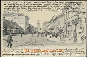 56914 - 1903 Pardubice - Zelené suburb, shopping street, figures; l