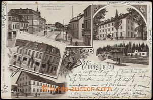 57225 - 1895 Bad Wörishofen - 5-views lithography, shops, hotels, s