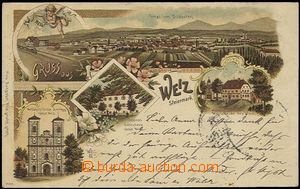 57236 - 1899 Weiz - litografická koláž, nádraží; DA, prošlá,